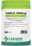 Lindens - Garlic 1000mg - 200 Odourless Capsules - UK Made - One-A-Day - Standardised to Provide 700mcg Allicin (Equivalent to 1000mg Fresh Garlic) - 6+ Months Supply - GMP & Letterbox Friendly