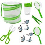 TSLBW 6 Pcs Outdoor Explorer Kit for Kids Insect Catching Kit Bug Hunting Kits for Kids including Critter Cage,Magnifying Glass,Tweezers,Insect Bottle,Insect Catching Scissors,butterfly net (green)