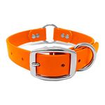 Regal Dog Products Medium Orange Waterproof Dog Collar with Heavy Duty Double Buckle & D Ring | Vinyl Coated, Custom Fit, Adjustable Biothane Dog Collar | Chew Resistant Waterproof Collar for Dogs