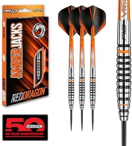 RED DRAGON Amberjack 14: 23g Tungsten Darts Set with Darts Flights & Dart Stems (Shafts) – Professional 90% Tungsten Premium Darts Set – Available in 22g, 23g, 24g, 25g, 26g, 27g, 28g, 30g
