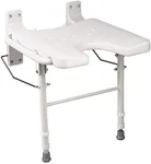 HealthSmart Wall Mount Fold Away Bath Chair Shower Seat Bench with Adjustable Legs, FSA and HSA Eligible, Seat 16 x 16 Inches, White