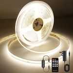 AXMOTUT COB LED Strip Lights 5m, 4000K Natural White Dimmable LED Strip, 1600 LEDs Super Bright DC24V LED Light Strip CRI90+ with RF Remote and UKCA Power Supply for DIY Home Decoration