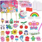 FUN LITTLE TOYS 24Pcs Diamond Art Kits for Kids, Diamond Painting Kits, Arts and Crafts for Kids Ages 6-8-12, Gem Art As Gifts Ideas for Girls Boys, Small Diamond Painting Stickers, Kids Craft Age 6+