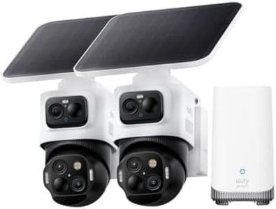 eufy Security eufyCam S4 2-Cam Kit, Solar Security Camera Wireless Outdoor, Triple Lens Bullet-PTZ Cam, 4K UHD, 360° Pan and Tilt, Auto Track, 8× Hybrid Zoom, Color Night Vision, Expandable Storage