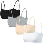 EDS Service Teen Girls Bra, 4 Pack Sports Training Bra, Soft Cotton Crop Top Vest with Removable Pad, Kids Underwear for Age 10-16 Years