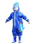 Adorel Boys Puddle Suit Rain Waterproof Dinosaur Raincoat Blue 6-8 Years (Manufacturer Size: L)