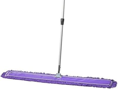 Tidy Tools Commercial Dust Mop & Floor Sweeper, 48 in. Dust Mop for Hardwood Floors, Reusable Dust Mop Head, Extendable Mop Handle, Industrial Dry Mop for Floor Cleaning & Janitorial Supplies, Purple