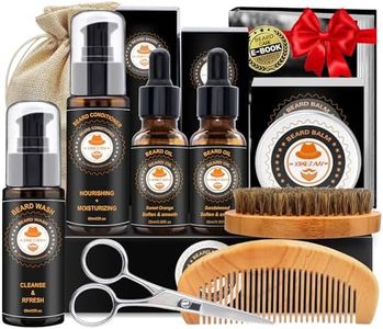 Upgraded Beard Grooming Kit w/Beard Conditioner,Beard Oil,Beard Balm,Beard Brush,Beard Shampoo/Wash,Beard Comb,Beard Scissors,Storage Bag,Beard E-Book,Beard Care Gifts for Men Him