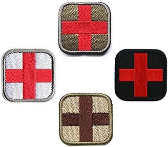4 Pack Full Embroidered Emergency Medical Technician Paramedic Medic Cross Patch - Perfect for First Aid Pouch, EMT, EMS, Trauma, Medical, Paramedic, First Response Rescue Kit, Tactical Activities