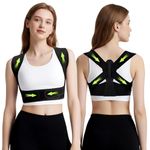 FHOCSLO Back Brace Posture Corrector for Women, Adjustable Upper Back Support Straightener for Hunchback Improve and Pain Relief from Neck, Shoulder (Black, S/M)