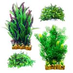 Otterly Pets 4 Pack Aquarium Plants with Non-Rusting Bases – Non-Toxic and Vibrant Colors – Ideal for 20 Gallon Fish Tanks – Fish Tank Decoration, Aquarium Decor, Turtle Tank Decor