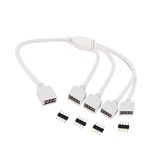 Global Tech Accessories 1 to 4 Female Splitter RGB Extension Cable with 4 Pin Connector for LED Strip Personal Computer (White).