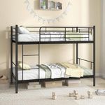 RELAX4LIFE Metal Bunk Bed, Single Loft Bed Frame with Ladder & Full-Length Safety Guardrails, No Box Spring Needed, Space Saving Heavy-Duty High Sleeper for Adults Teens (Black)