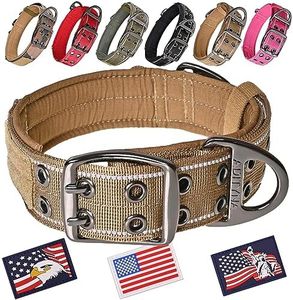 ADITYNA Heavy Duty Dog Collar with Handle - Reflective Dog Collar for Medium, Large, Extra-Large Dogs - Wide, Thick, Tactical, Soft Padded - Perfect Dog Collar for Training, Walking, or Hunting (Extra-Large: Fit 22-30" Neck, Coyote Brown)