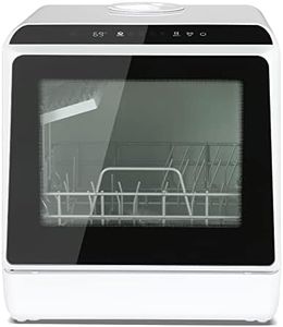 Mini Geschirrspüler,Freistehender Tischgeschirrspüler,Tragbarer Geschirrspüler mit 5+1 Programme, Integriertem 5 Liter Wassertank, mit/ohne Wasseranschluss benutzbar, Touch Control
