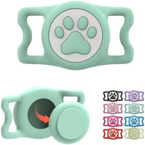ilFindYou Waterproof Airtag Dog Collar Holder for Apple Air Tag, Silicone Dogs Airtag Holder for Dog Collars(Light Green)