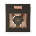 WOLF Axis 469216 - Automatic Watch Winder for 1 Watch with Storage - Lockable Glass Cover - Copper Plated Faceplate - Black Exterior - Silent Motor with Patented Rotation Technology - LCD Display.