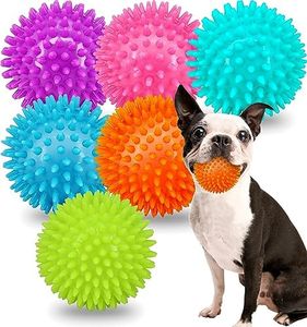 2.5" Squeaky Dog Balls for Small Medium Dogs, 6 Pack Small Dog Chew Toys with Spike, Puppy Toys for Teeth Cleaning and Training (Green 6 Pack)