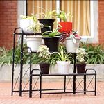 D&V ENGINEERING - Creative in innovation Metal Indoor/Outdoor 3 Tier, 9 Planter Floor Standing Or Tabletop Stand/Flowerpot Stand For Home/Garden Decor, 82Cm Height - Black, Step Shelf