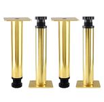 Aakash Decor Cabinet Legs 6 Inch / 15 Cms PVD Golden Glossy Finish Tower Shape Cabinet Legs Set of 4 (Mounting Screw Included)