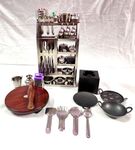 KGR Splash MiniatureStainless Steel Utensils and Plastic Non Toxic Indian Kitchen Set Great Kitchen Toys for Girls (Kid's Love Kitchen Set) Indoor Game,Best for Gift/Return - Version 3