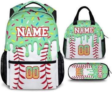GiftRomance Kids Backpack Custom Baseball Drip Backpack for Kids Teen, 3Pcs Set Casual Sports Bookbag for Preschool Elementary Kindergarten Travel School Travel