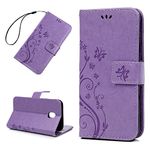 BADALink For Samsung Galaxy J3 2017 Case, Samsung J3 2017 Case PU Leather Case Embossed Butterfly Case Cover Flip Wallet Case for Samsung Galaxy J3 2017 (J330) with Card Holder & Wrist Strap,Purple