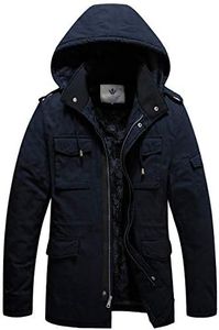 WenVen Men's Regular Windbreaker Parka Jackets Winter Coat with Hood Navy 2Xl