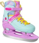 Nattork Kids Ice Skates 4 Sizes Adjustable for Girls Boys,Beginner Ice Skating for Outdoor, Soft and Comfortable Hard Protection for Children Youth Adult Age 11 12 13 14 Teal Pink