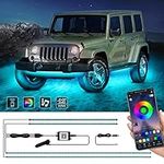 Exterior Car Underglow LED Strip Lights, RGB Neon Accent Lights Kit with Music Mode, Multicolor Waterproof Underbody System Lights - Wireless Bluetooth APP Control, DC 12-24V (RGB-2×59inch+2×35inch)