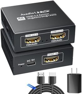 avedio links HDMI Splitter 1 in 2 Out 4K@60Hz w/ 4ft HDMI Cable & Power Adapter, HDMI Audio Splitter for TV and Soundbar with Down Scaler, Support 4K & 1080P Simultaneous Display, Dobly Vision/Atmos