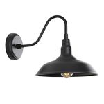 GOALPLUS Black Barn Lights Outdoor for Farmhouse, 10 Inch Dome Exterior Gooseneck Light Fixture with Wall Mount, Outside Barn Style Wall Sconce for Garage, Porch