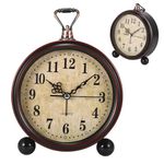 ONEVER Classic Vintage Clock, Vintage Alarm Clock, Retro Analog Alarm Clock, Battery Operated Table Clocks, Silent Non-Ticking Bedside Clocks for Office, Living Room or Bedroom