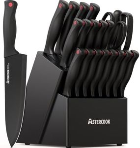 Astercook Knife Set for Kitchen with Block and Sharpener 21pcs
