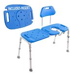 Bath Transfer Bench with CUTOUT Deluxe ALL-ACCESS for Tub and Shower Transfers. (Blue)