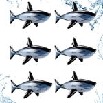 WALKFB Inflatable Sharks 32 Inch Long Inflatable Animal Shark Toys Inflatable Floating Shark Ornament Shark Pool Floats for Teen Adults Ocean Beach Birthday Party Supplies（6 Pack）