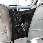 MICTUNING Upgraded 2-Layer Universal Car Seat Storage Mesh Organizer - Mesh Cargo Net Hook Pouch Holder for Purse Bag Phone Pets Children Kids Disturb Stopper