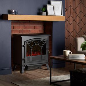 VonHaus Electric Stove Heater – Black Freestanding Fireplace