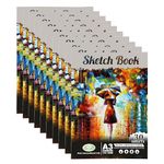 [Set of 10] Staple Bound A3 Sketchbook Sketch Pad Artists Sketchpad Spiral Bound 130 GSM Sketch Paper 30 Sheets Cartridge Paper Acid Free Art Book and Adult Children Art Drawing Book (A3 Sketch Book)