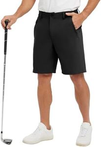 JHMORP Men's Golf Shorts Stretch Dry Fit 9" Dress Work Casual Shorts with Zipper Pockets (Black,CA 40)