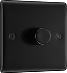 BG Electrical Single Intelligent Dimmer Light Switch, Matt Black, 2-Way