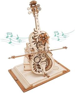 ROKR 3D Puzzles for Adults 1:5 Scale Cello Model Kit with Base 199pcs Wooden Music Box Building Kit Desk Men Women Hobby for Adults