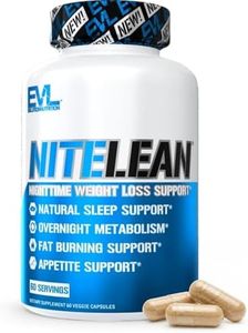 Evlution Nutrition Night Time Fat Burner Support - Overnight Sleep and Weight Loss Support Pills with Thermogenic Green Tea and White Kidney Bean Extract - Diet Pills That May Help Stubborn Fat Loss
