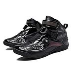 MRDEAR Motorcycle Armoured Short Ankle Shoes, Black/Breathable/Anti Slip, Motorbike Shoes Mens Motocross Boots Racing Touring Sports with Gear Adjustment, 3 Colors (B,11 UK)