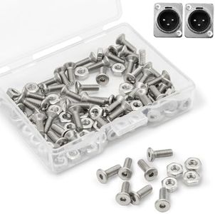 50 Sets D Series Panel Screws and Nuts Kit Panel Mount Connector M2.5 x 8 mm Stainless Steel Screw Audio Server Rack Mounts Screws for Attaching D Series Connectors to Panels, with A Hex Wrench