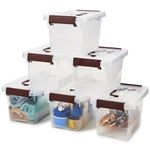 EZOWARE 5L Clear Latch Storage Bins with Lid, Set of 6 Stackable Plastic Portable Tote Containers W/Top Handle, Box Organiser for Household, Kitchen, and Bathroom, 25x17x14cm