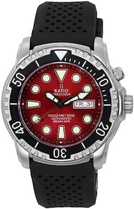 RATIO FreeDiver Helium-Safe Dive Watch Sapphire Crystal Automatic NH36 Movement Diver Watch 1000M Water Resistant Diving Watch for Men (Red)