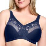 Glamorise Women's Plus Size Full Figure Wirefree Minimizer Support Bra #1003, Blue, 38DD