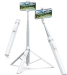 TONEOF 66" Automatic Tripod,Auto-Open Phone Tripod Stand with Magnetic Rechargable Remote,Selfie Stick Tripod 360° Vertical & Horizontal Rotatable, Stable Travel Tripod for iPhone/Android(White)