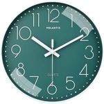 VOLANTIS 12 Inch Modern Stylish Non Ticking Silent Wall Clock for Home, Living Room, Bedroom, Office, and Kitchen (Green)